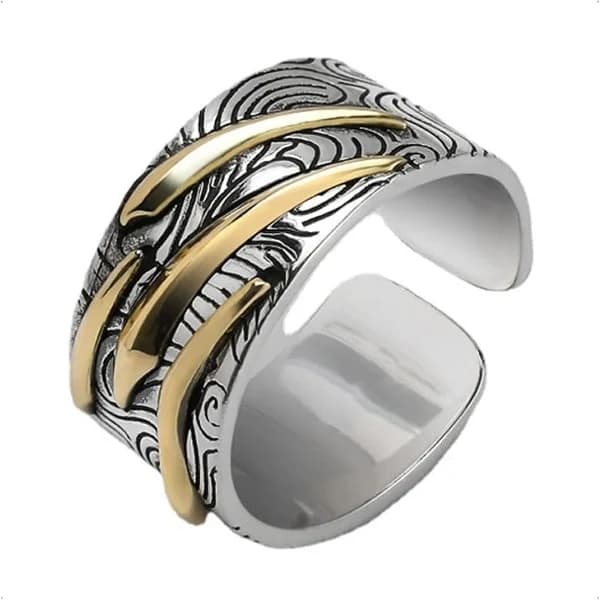 Justerbar Sølvring til Mænd og Kvinder, Fidget Ring Åben med Vikinge Kompas Ringe, Skydestjerne Ringe (Stil 2)