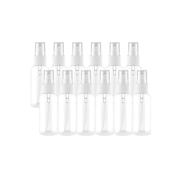 12 st sprayflaskor, transparenta tomma fina dimspray plastflaskor mini reseflaskor set, små påfyllningsbara vätskebehållare 80ml