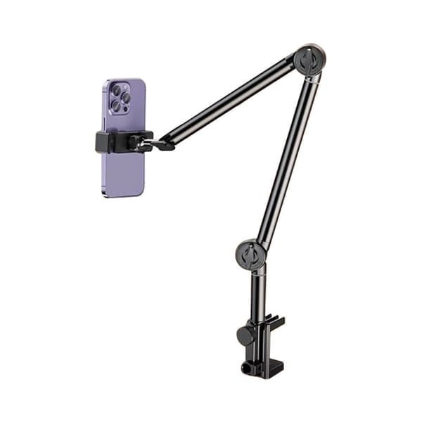 [NT] Sort mobilholder i kulstofstål med tre-trins justerbar arm Model 1