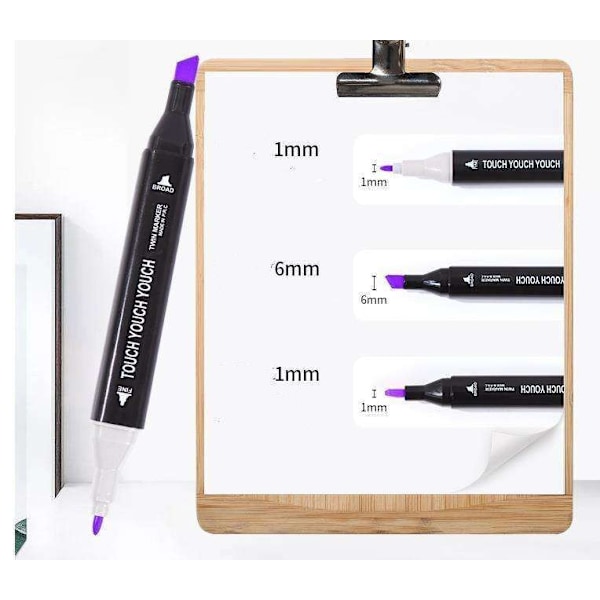 40-pak - Tusser med etui - Dobbeltsidede - Penne multifärg Multicolor