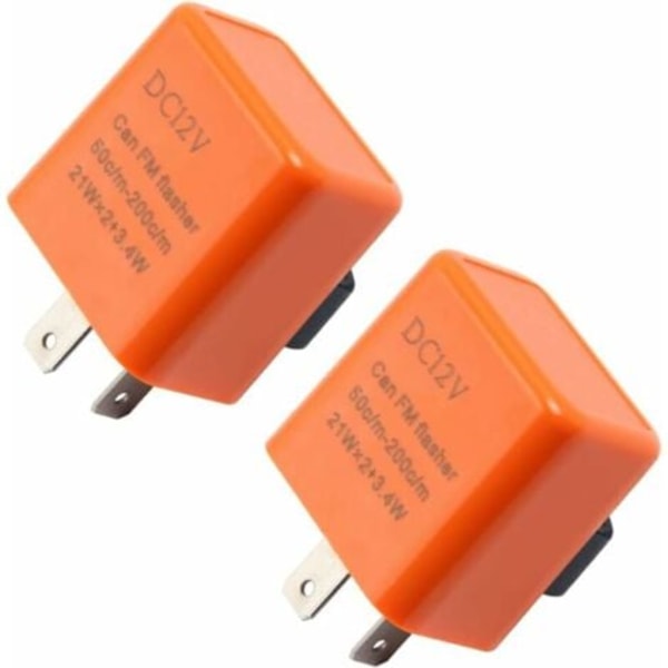 AlwaysH 2 Stycken 12V 2-Pin Blinkrelä Orange Justerbart Indikatorrelä Centralt Blinkrelä för Motorcykel Scooter Blinkersrelä LED/NC/