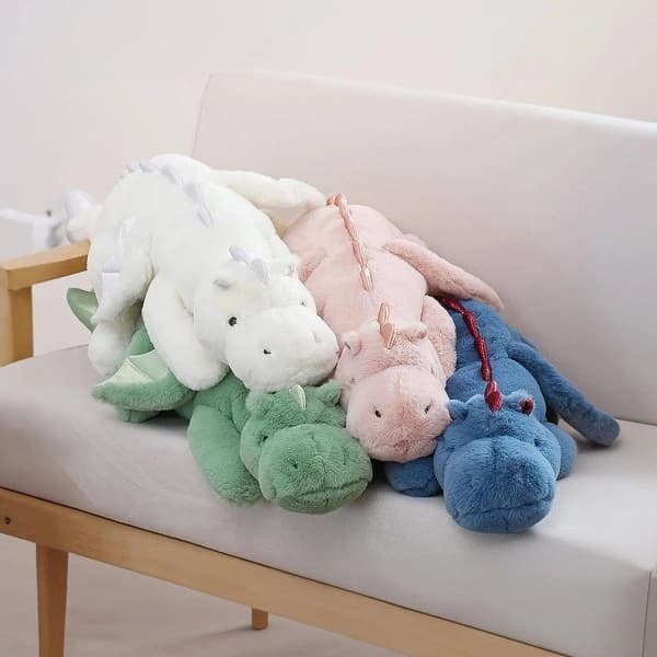 Blå, 70 cm, plyschdjur, viktade dinosaurier