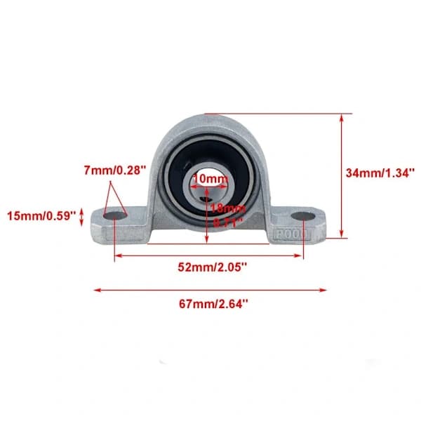 4 stk. puteblokklager 10 mm/0,39\" hulldiameter