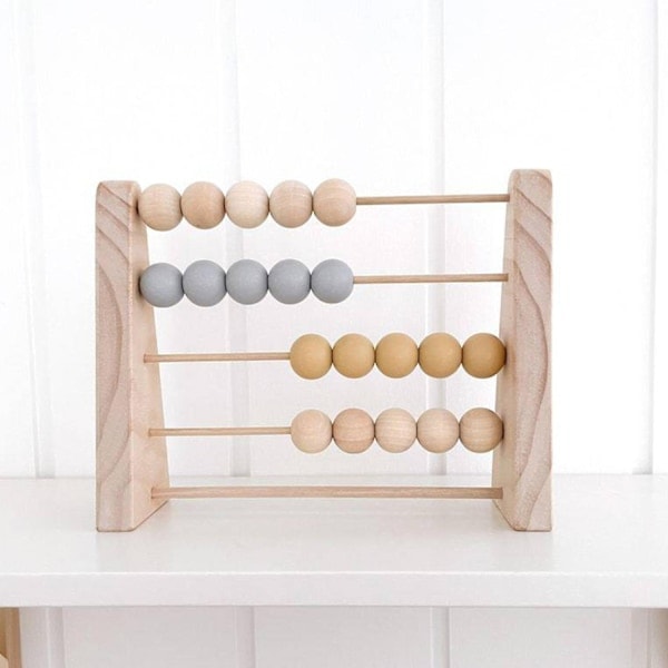 Baby Abacus Perler Pædagogisk Miljøvenligt Træ Minimalistisk Design Børn Abacus Boligindretning Lys Kaffe_ NN