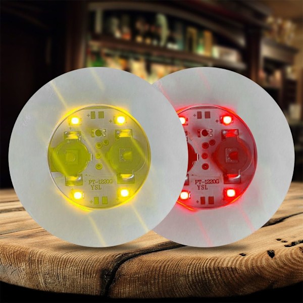 12 stk LED-fargede underlag for vinflasker, lysende