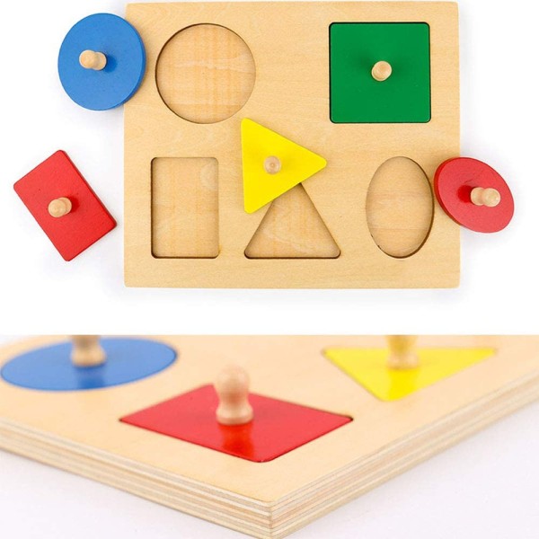 Montessori träpusselbrädeform pusselmaterial Leksak för toddler