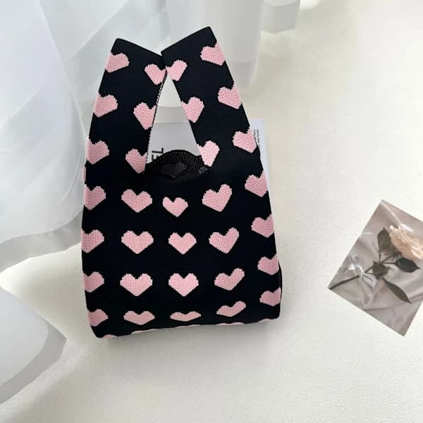 Strikket håndtaske Tote taske SORT sort