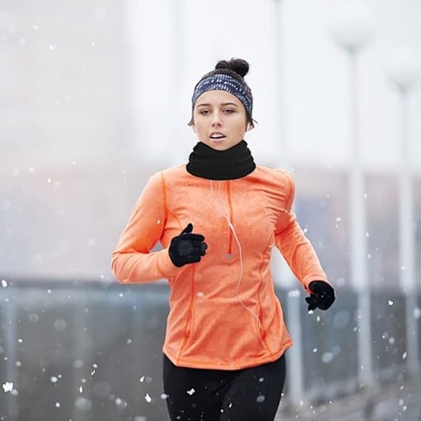 Vinterhalsvärmare, Termisk Halsduk, Unisex Tjock Stickad Rund Halsduk Vintervarm Hals för Män Kvinnor Sport Halsduk svart/NT/