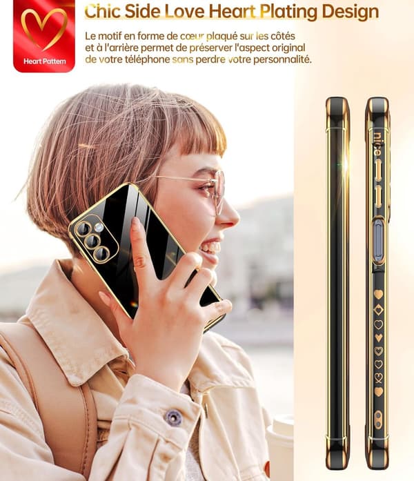 Samsung Galaxy A16 4G/5G Cover, Letvægts Blød TPU, Stød- og Ridsefast, Hjerte Design Til Hverdagsbrug, Sort