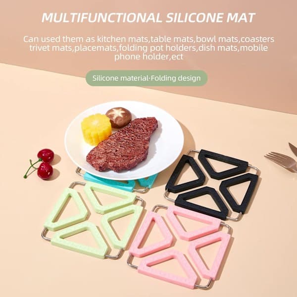 [NT] Sammenleggbare silikonunderlag, silikonunderlag, silikonunderlag, underlag for varme retter, silikon gryteunderlag