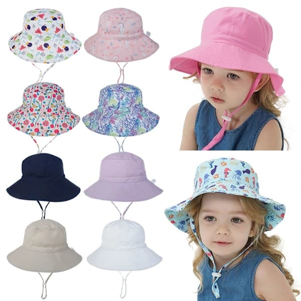 Sommerhat til børn, solhat til udendørs brug, strandhat, 3-8 år Rose flowers