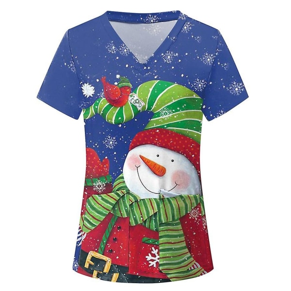Kvinnor Christmas Fun Printing V-halsficka Kortärmad T-shirt Damer Amningskläder XL H