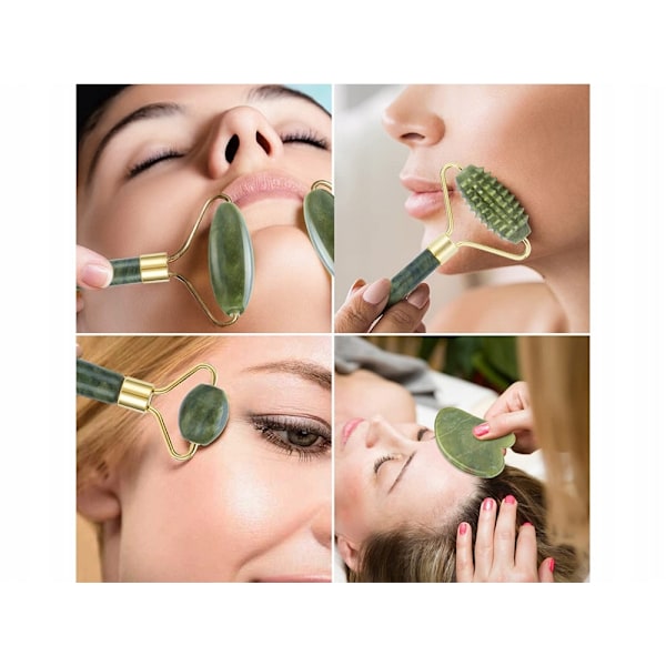 Komplett Jade-rollerset / Ansiktsmassage / Jaderollerset