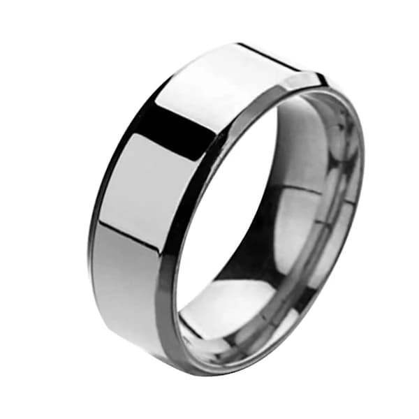 1 st Ring Unisex Rostfritt Stål Spegel Lätt Fingerring För Bröllop Silver Silver US 6