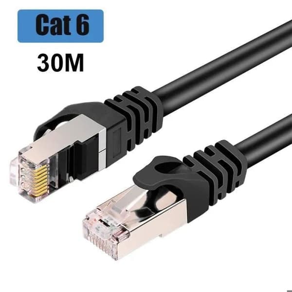 {NT}30M Cat6 Ethernet-kabel skjermet høyhastighets RJ45 flat nettverkskabel 1Gbps 250MHz Kompatibel med modemruter