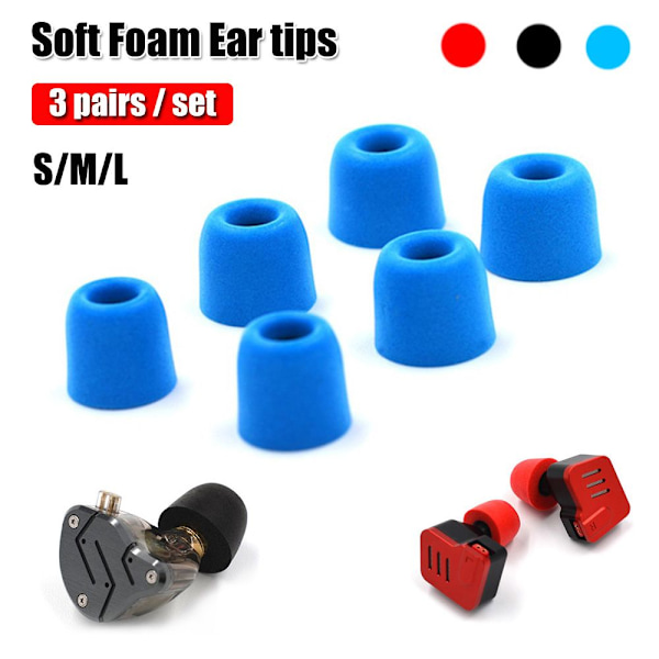 3 par öronsnäckor Memory Foam Eartips SVART