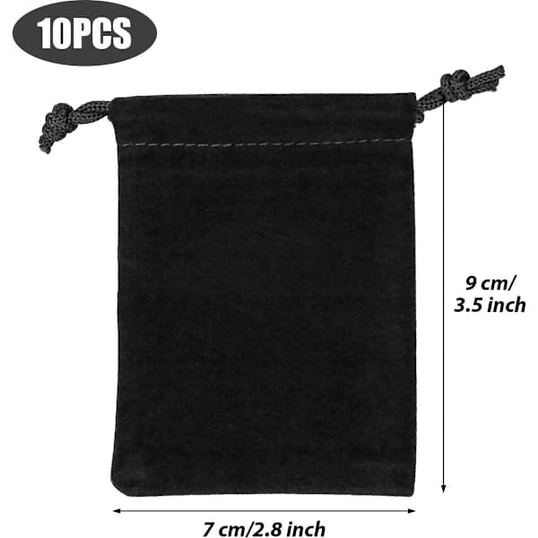 10-pack smyckespåsar - sammet - presentpåsar med dragsko - dragskopåsar - 9 cm x 7 cm