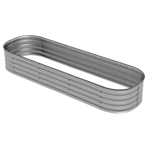 Upphöjd metallbädd planteringslåda 195x62x30cm DIY-blomlåda med öppen botten för trädgårdsbalkong Silver_NN