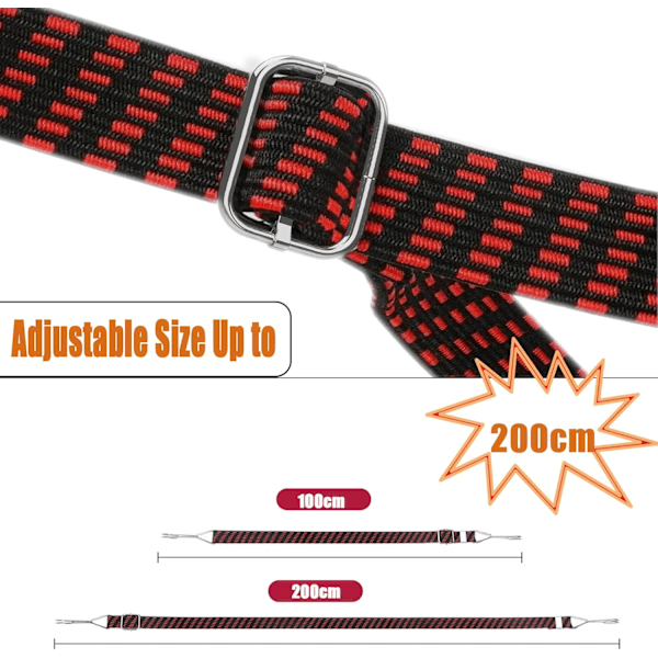 [NT] Elastiska Kraftiga Spännband Rep 4-pack 2m Platta Gummiband för Cykelpakethållare Biltak Fästen