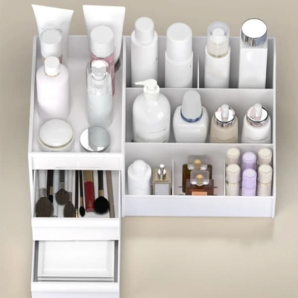 Makeup Organizer til Skrivebord HVID Hvid