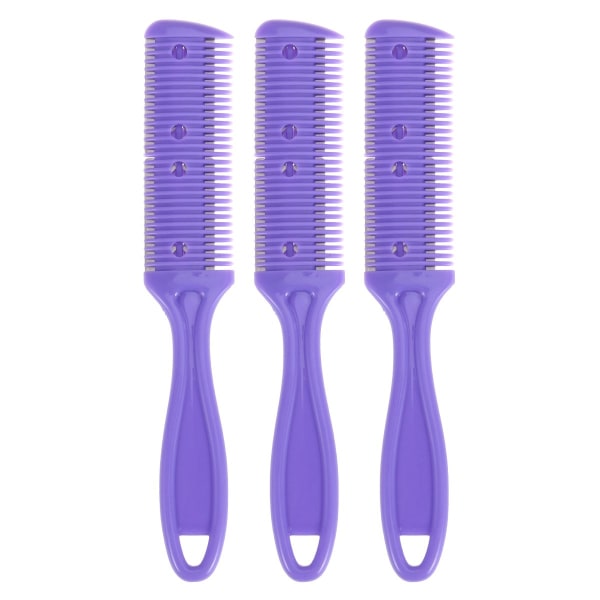 Förpackning med 3 dubbelsidig hårklippare, kam med blad i rostfritt stål Purple