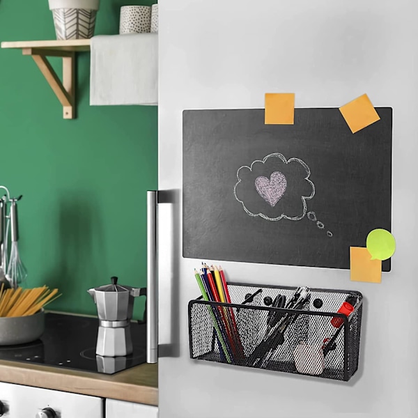 Magnetisk penholder, netopbevaringskurv med ekstra stærk magnet til køleskab, whiteboard, skabstilbehør, kontorartiklerorganisator
