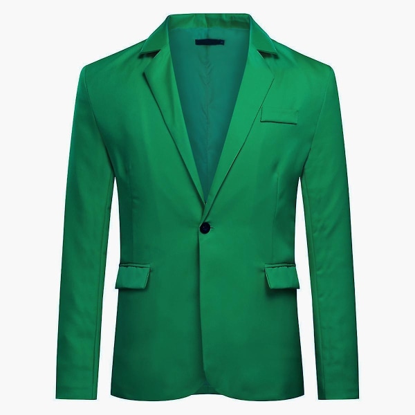 Herr Business Casual Klassisk Naggslag Dubbel Split Pure Color Enknapps kostymjacka 11 färger 2XL Green