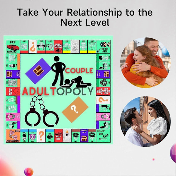 Adultopoly Brætspil, Parspil for Voksne, Par Brætspil, Brætspil for Voksne, Soveværelsesspil for Par, Relationskortspil_ NN