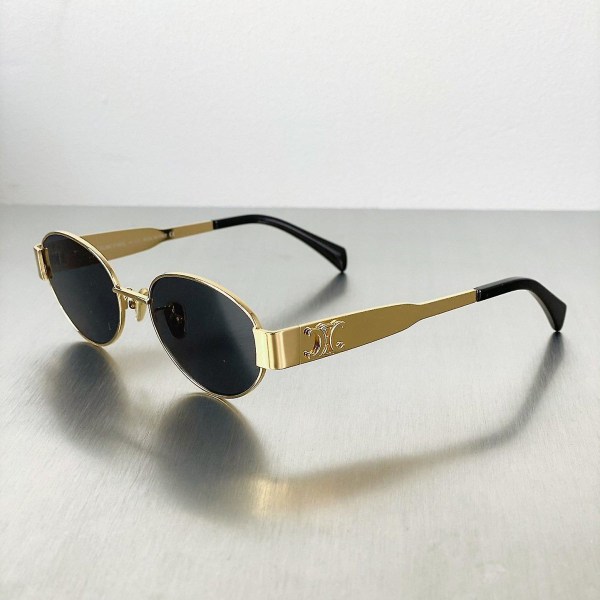 Fashionabla retro Arc De Triomphe solglasögon för kvinnor Gold Black