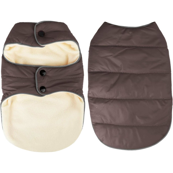 Vinterjakke til hund, vanntett og varm med refleksstripe og fleecefôr Brown XS