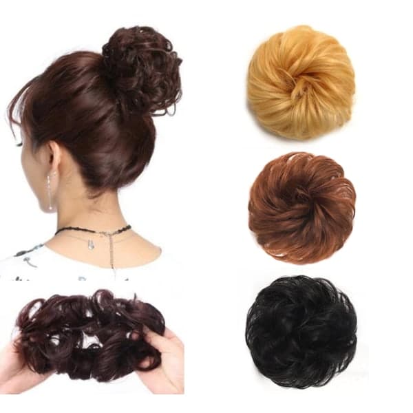 /Hc/Scrunchie Løshår / Hårbånd / Hårknold - Vælg farve Black Sort