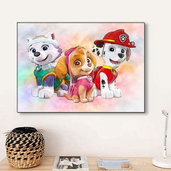 DIY Paw Dog Patrol 5D Diamantmålning Kit, Full Drill Kristall Rhinestone