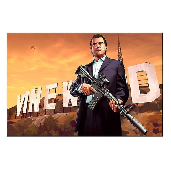 Ingen ram Grand Theft Auto 5 Game Poster Canvas Väggkonsttryck Målning Heminredning 40x60cm Style 12