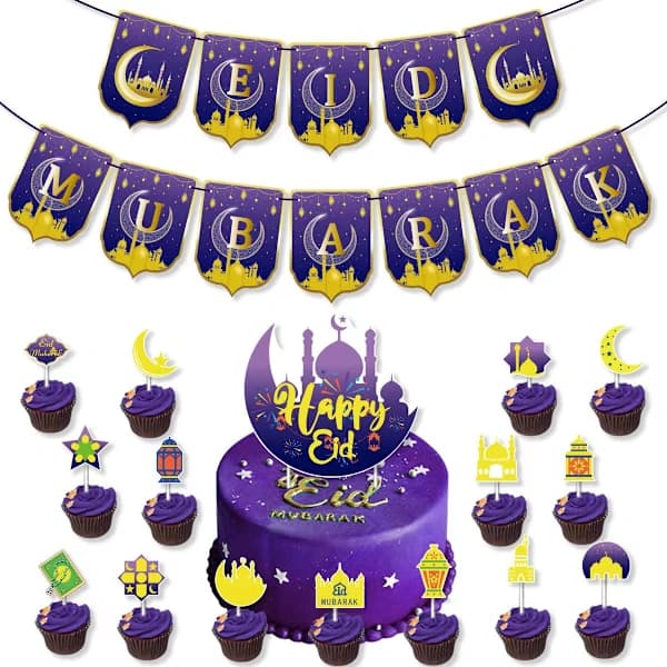 Eid Mubarak -juhlavaatetuskyltti-ilmapallot