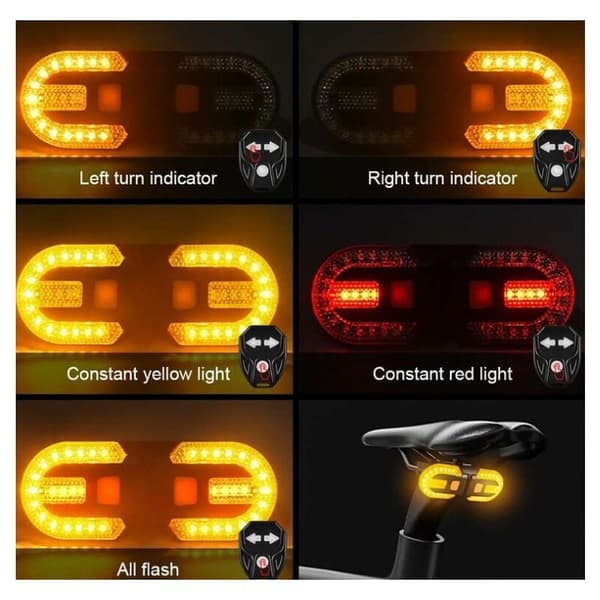 Bike Taillight with Turn Signals - Split Wireless Remote Control for Cycling, Rechargeable, 5 Safety Warning Modes, Flashing Light, 1 Set