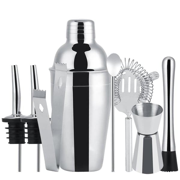 8-delt cocktailsæt, barsæt, shaker 550ml - Rustfrit stål Sølv