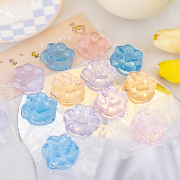 5 stk./pakke Klar Kattepote Stress Squeezer Trick Legetøj 4,0 cm/1,6 tommer Jelly Blød Squishy Angst Legetøj til Børn og Voksne