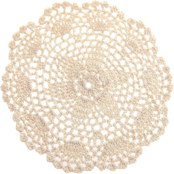 Håndlagde heklede duker i bomull, blondebrikker, ca. 20 cm, 4-pakning (beige)