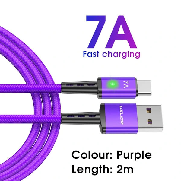 Type C -pikalatauskaapeli Type C -datakaapeli LILA 2M Violetti 2M