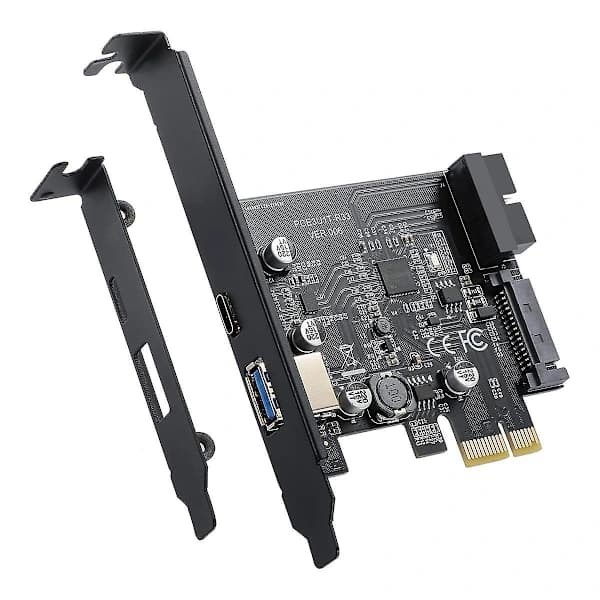 PCI-E 1X til USB 3.2 Gen1 USB3.2 Type-C Frontadapterkort 2 Porte (Type C+ Type A) Udvidelseskort