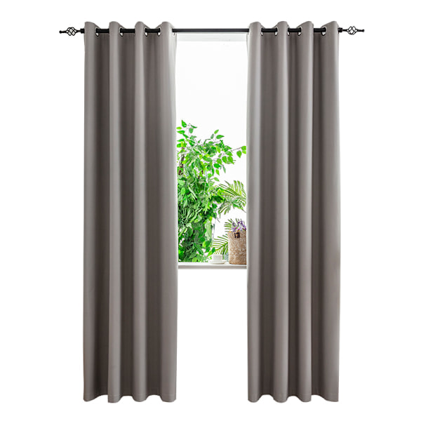 /NN/ Mörkläggningsgardiner för sovrum och vardagsrum, 1 panel polyester med svart baksida (flera färger) grå W132 x H213cm+Öljett Topp