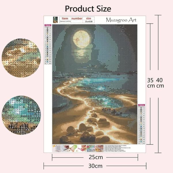 Diamantmålning 4-pack – 5D Diamantmålning 30x40cm Måne & Konstmotiv Full Drill