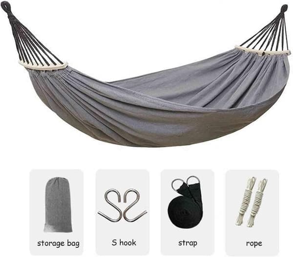 Gray Outdoor Hammock Swing Thick Canvas Double - 260x150cm