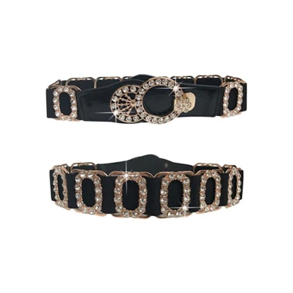 Bling Bling Diamantbælte Rhinestone Spænde Taljebånd SORT sort