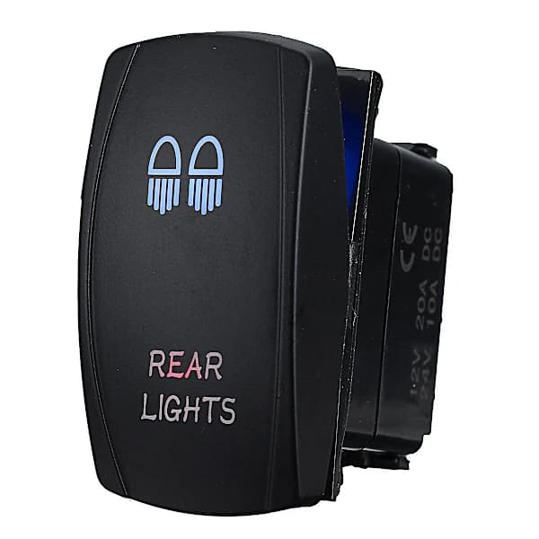 12V-24V Vippebryter med Doble LED-lys Blå Rød Bil Båt