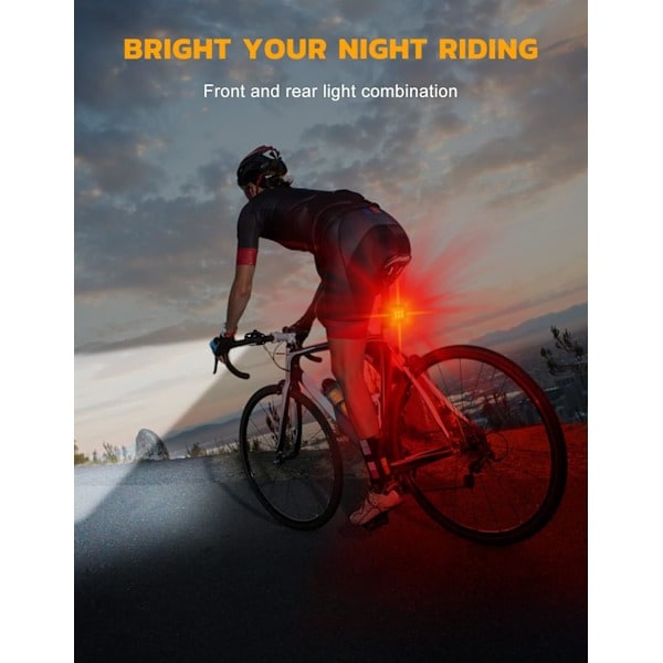 [NT] Cykellampset Super Ljust, USB-laddningsbara Cykellampor med Spot & Flood Beam, IP65 Vattentäta Cykellampor för Nattcykling