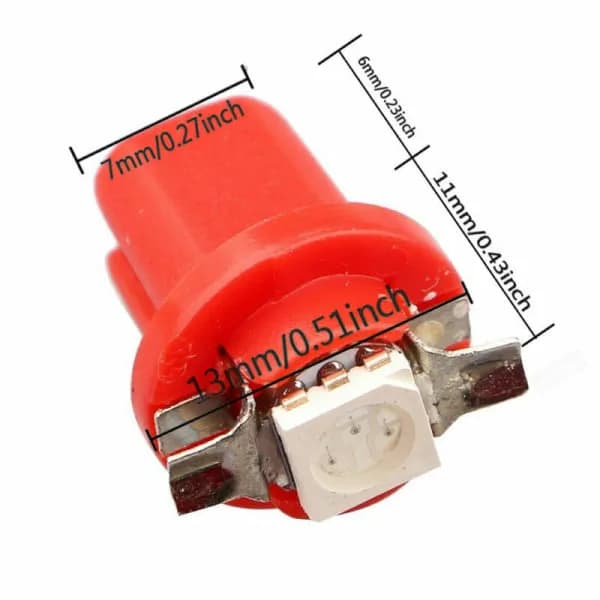 10x T5 B8.5D 5050 SMD bilinstrumentpanel Instrument LED-lys Røde tilbehør