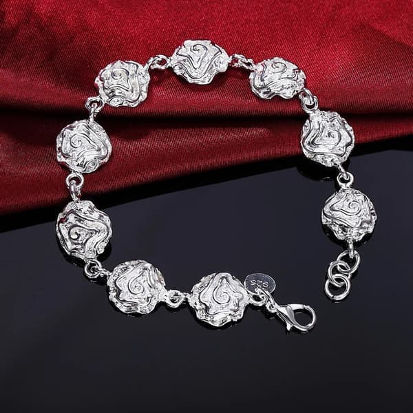Fint Ädelt 925 Sterling Silver Solid Kedjearmband För Kvinnor Män Charm Party Present Bröllopsfest Modesmycken