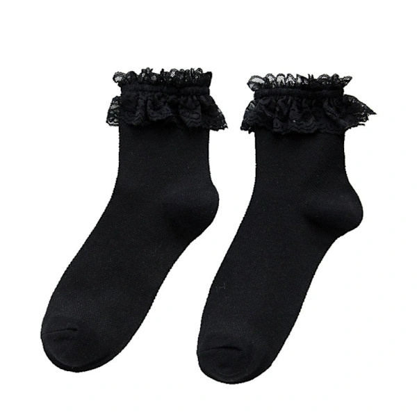 Spets Korte Strømper Princess Socks SVART Sort