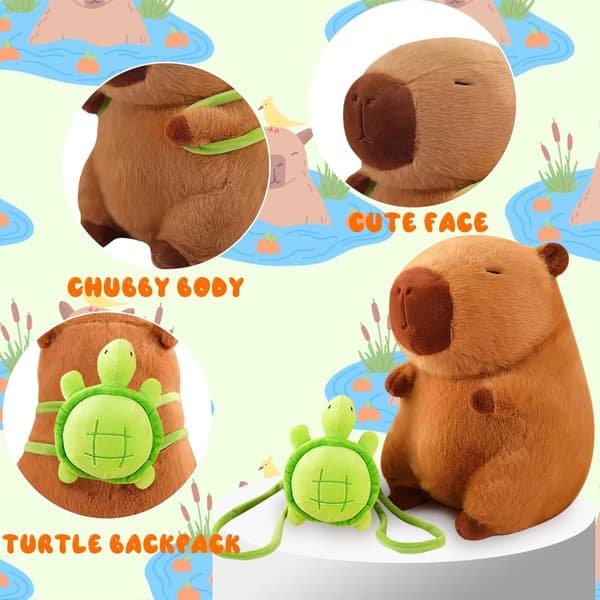 9,8 tuuman kapybara-pehmolelu, söpö kapybara-pehmolelu kilpikonnarepulla, kawaii kapybara-pehmolelut